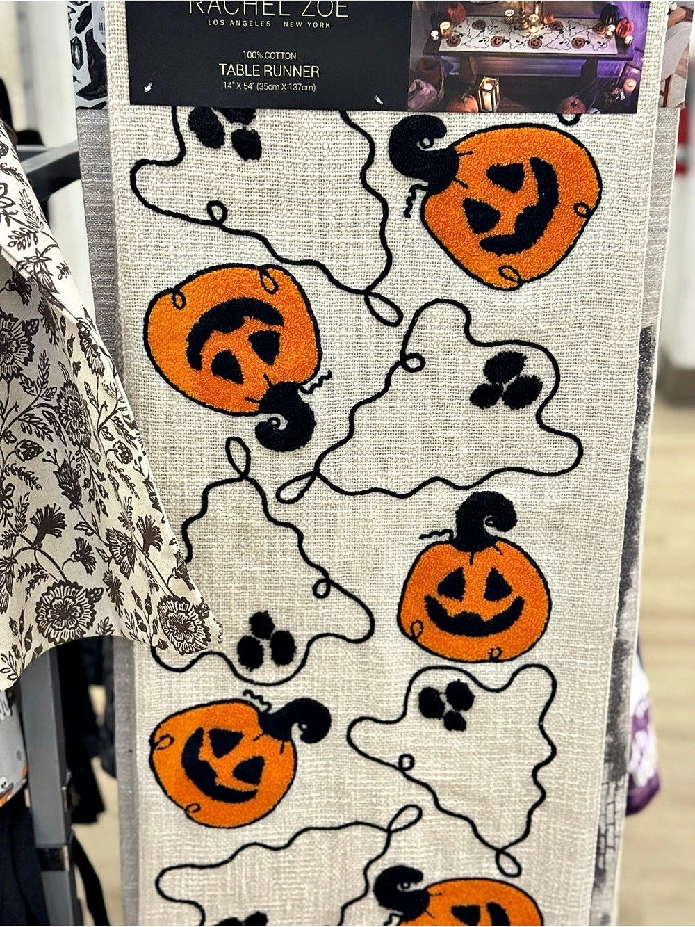 Rachel Zoe Halloween Table Runner Orange & Cream NWT